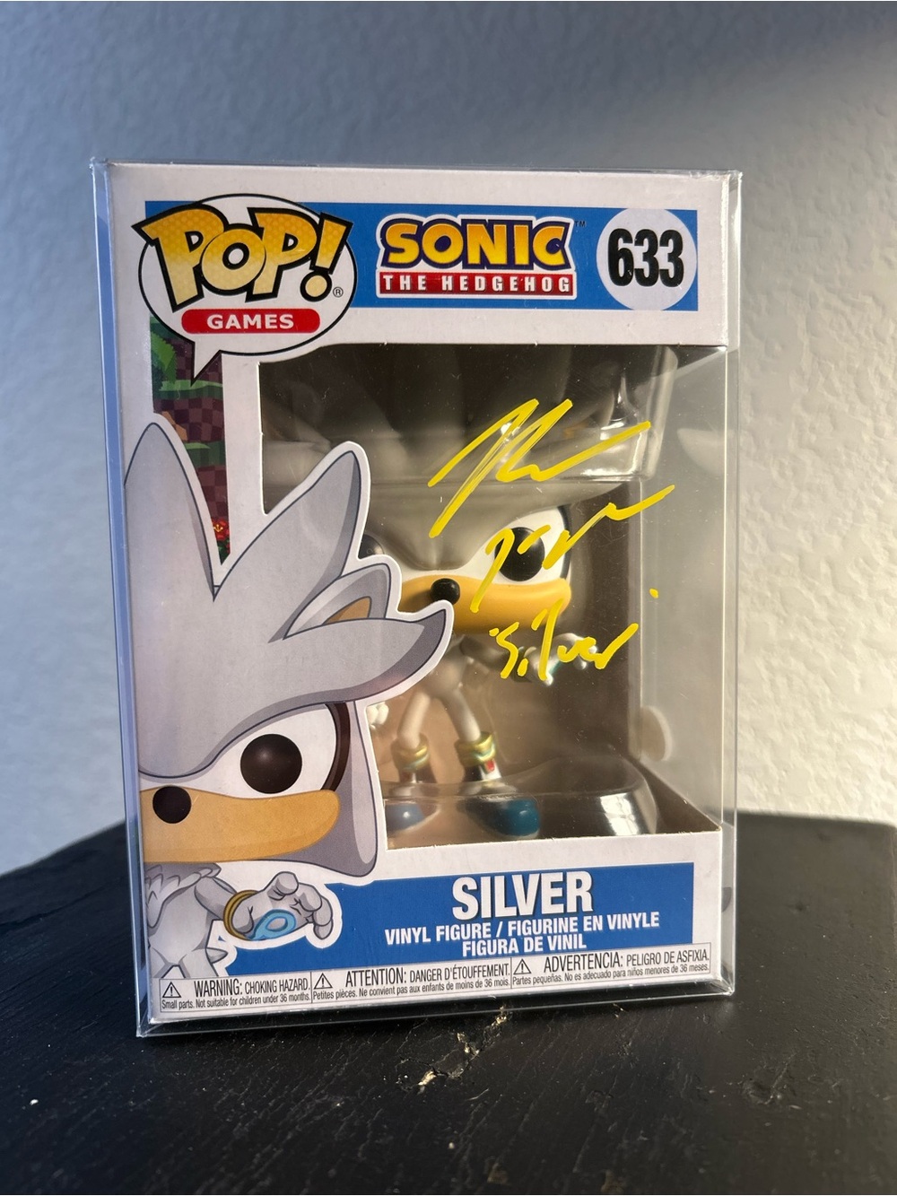 FUNKO POP! GAMES SONIC THE HEDGEHOG SILVER #633 AUTOGRAPHED